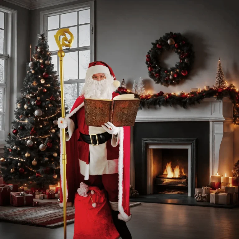 Weihnachtsmann in Augsburg begrüßt Kinder bei einer festlichen Familienfeier